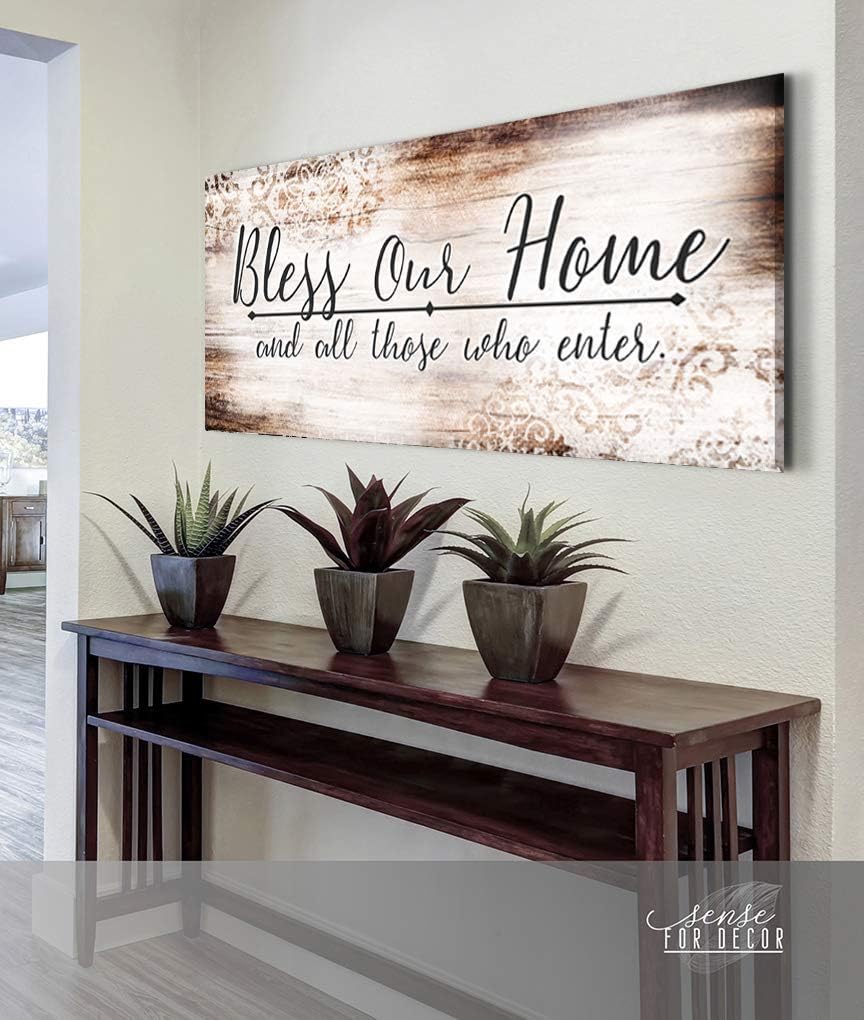 Rustic Wooden Framed Canvas Home Decor (Brown, 42x19) M737