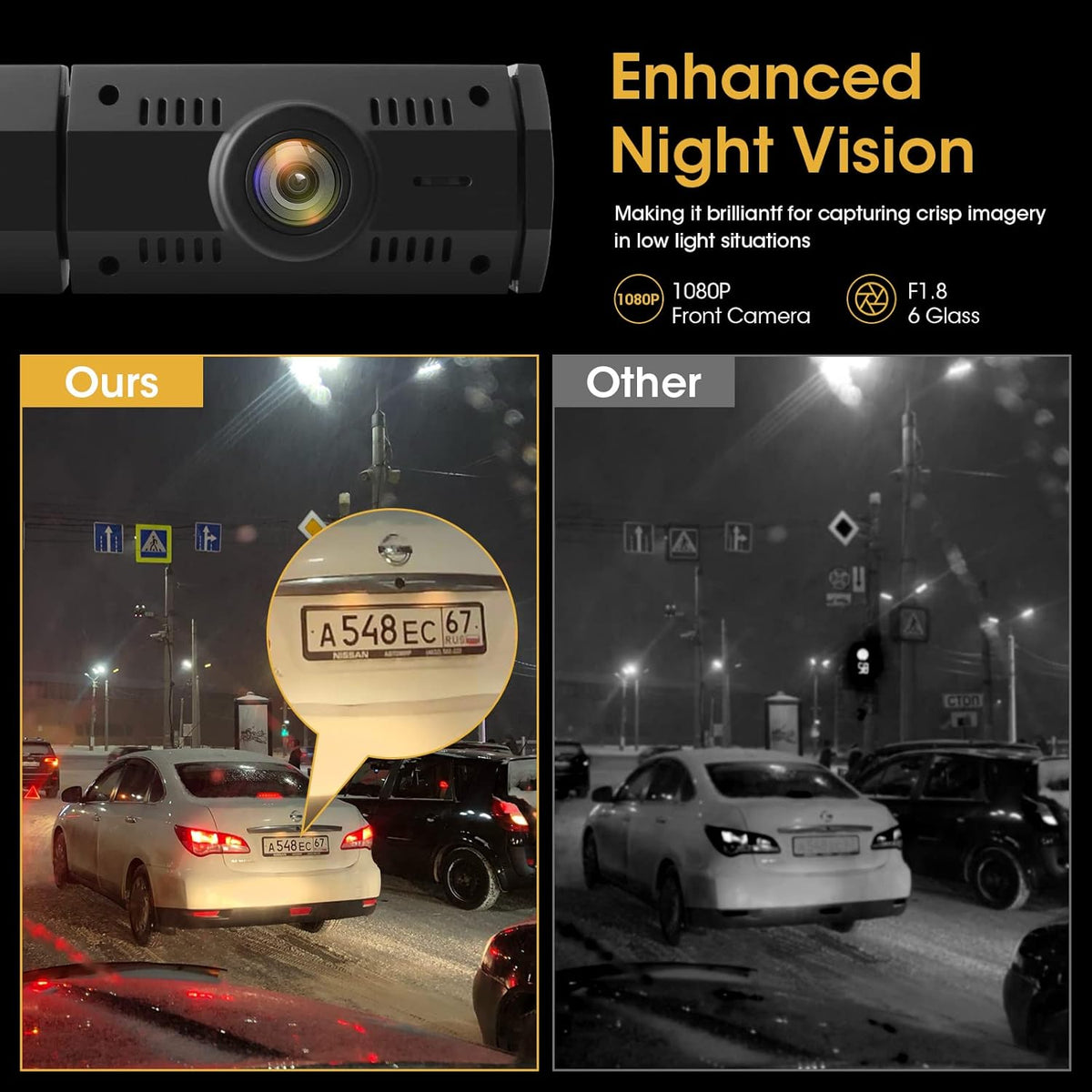 Dual Dash Cam Front and Inside FHD 1080P Dash Camera with IR Night Vision 310°Wide Angle 24H Parking Monitor Pack of 2 H710141