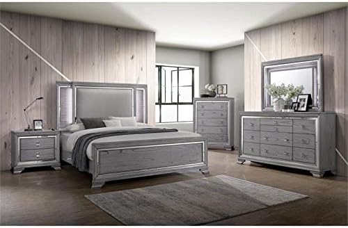 Light Gray 2-Drawer Solid Wood Nightstand U98426