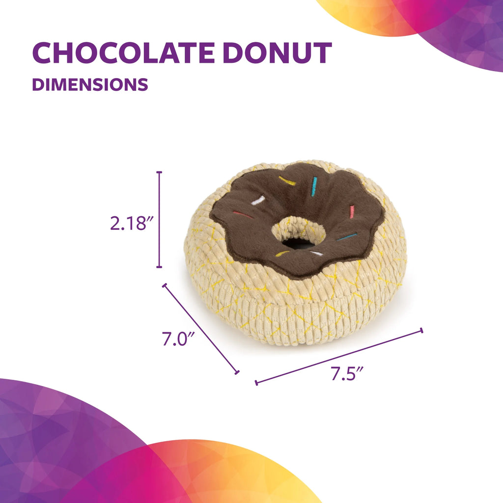 Chocolate Donut Durable Plush Squeaker Dog Toy, Brown, Large T438