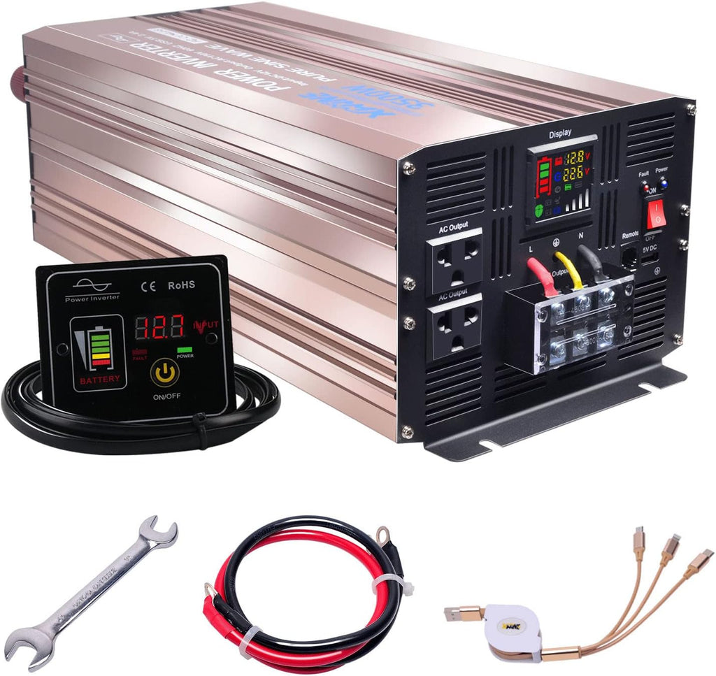 4000 Watts Pure Sine Wave Power Inverter DC to AC Converter with Remote Control and LED Display S4180