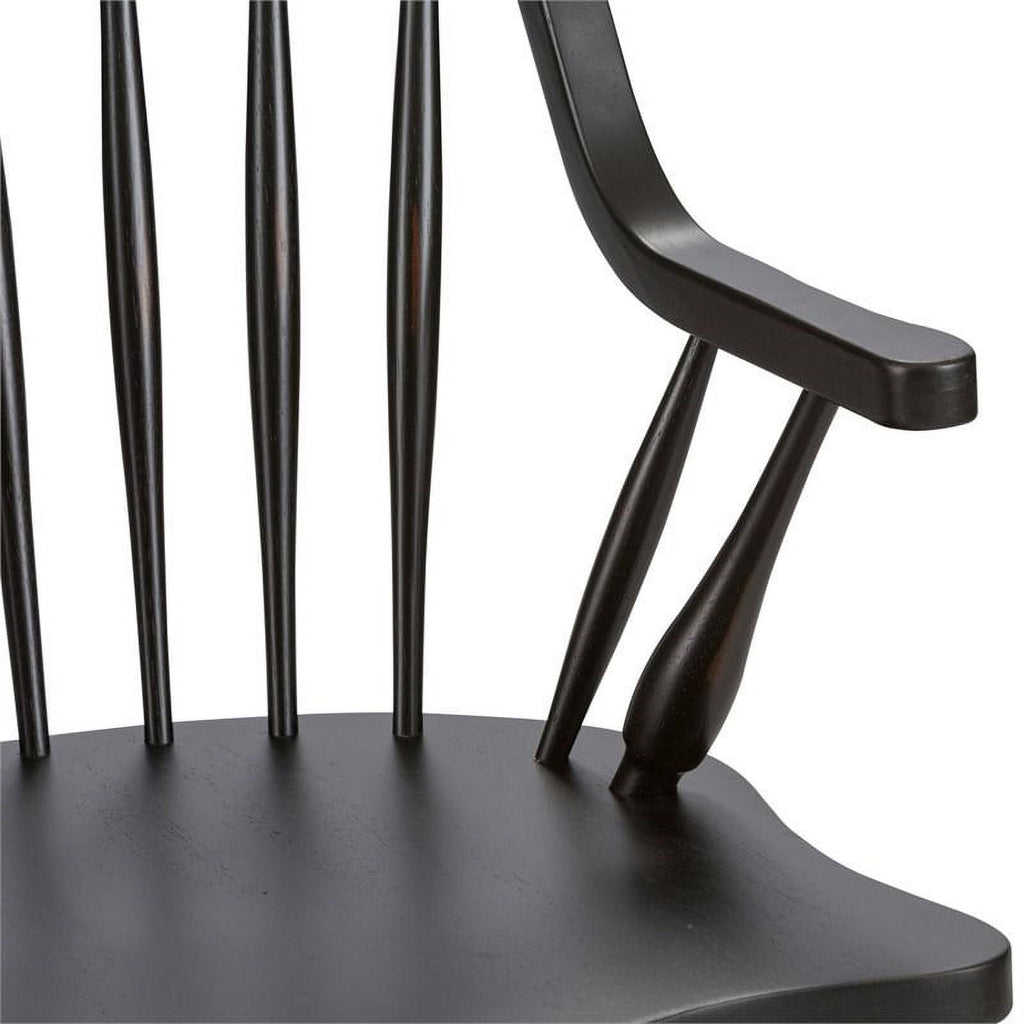 2 Piece Black Wood Dining Arm Chair Set E908321