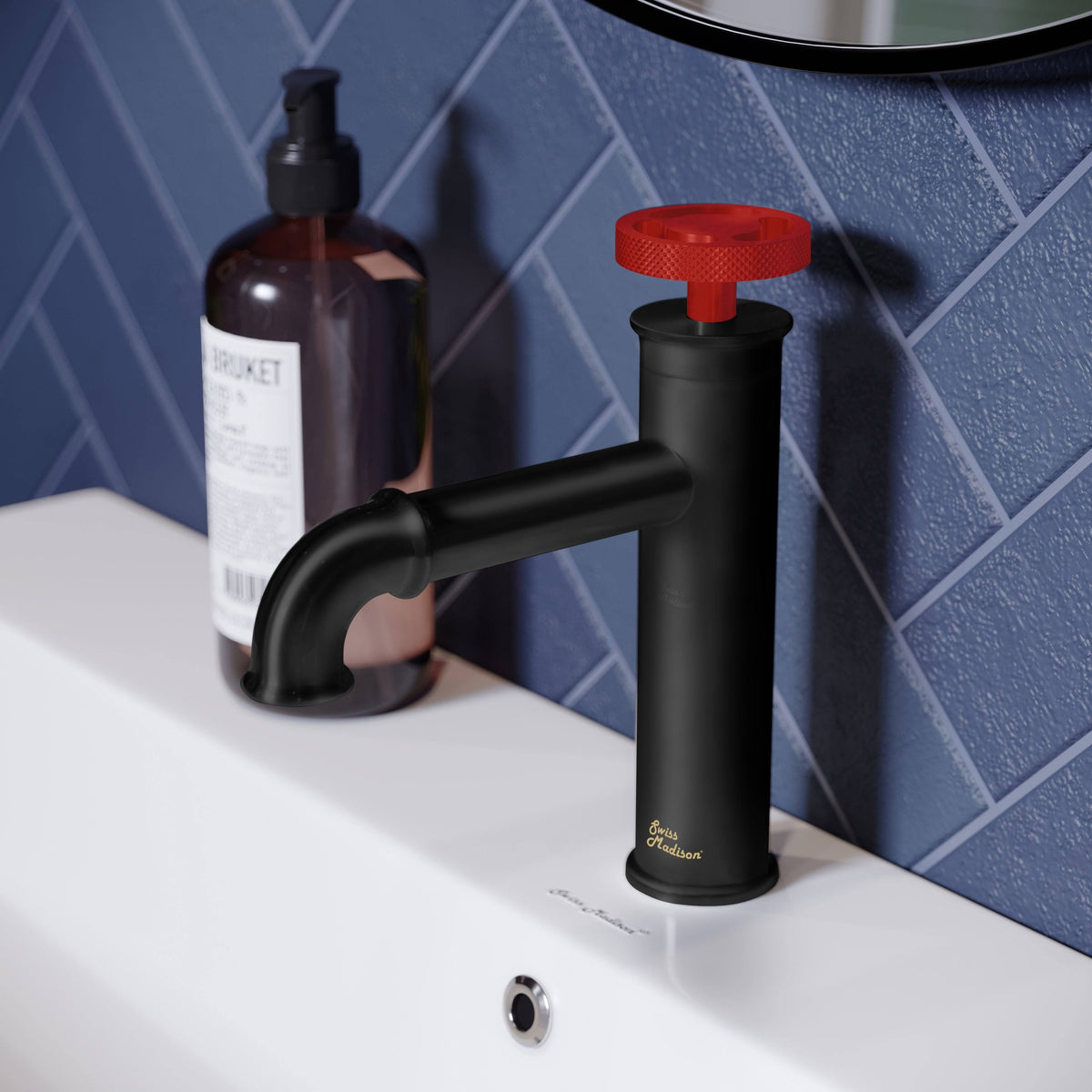 Red Single Hole Bathroom Faucet L89328