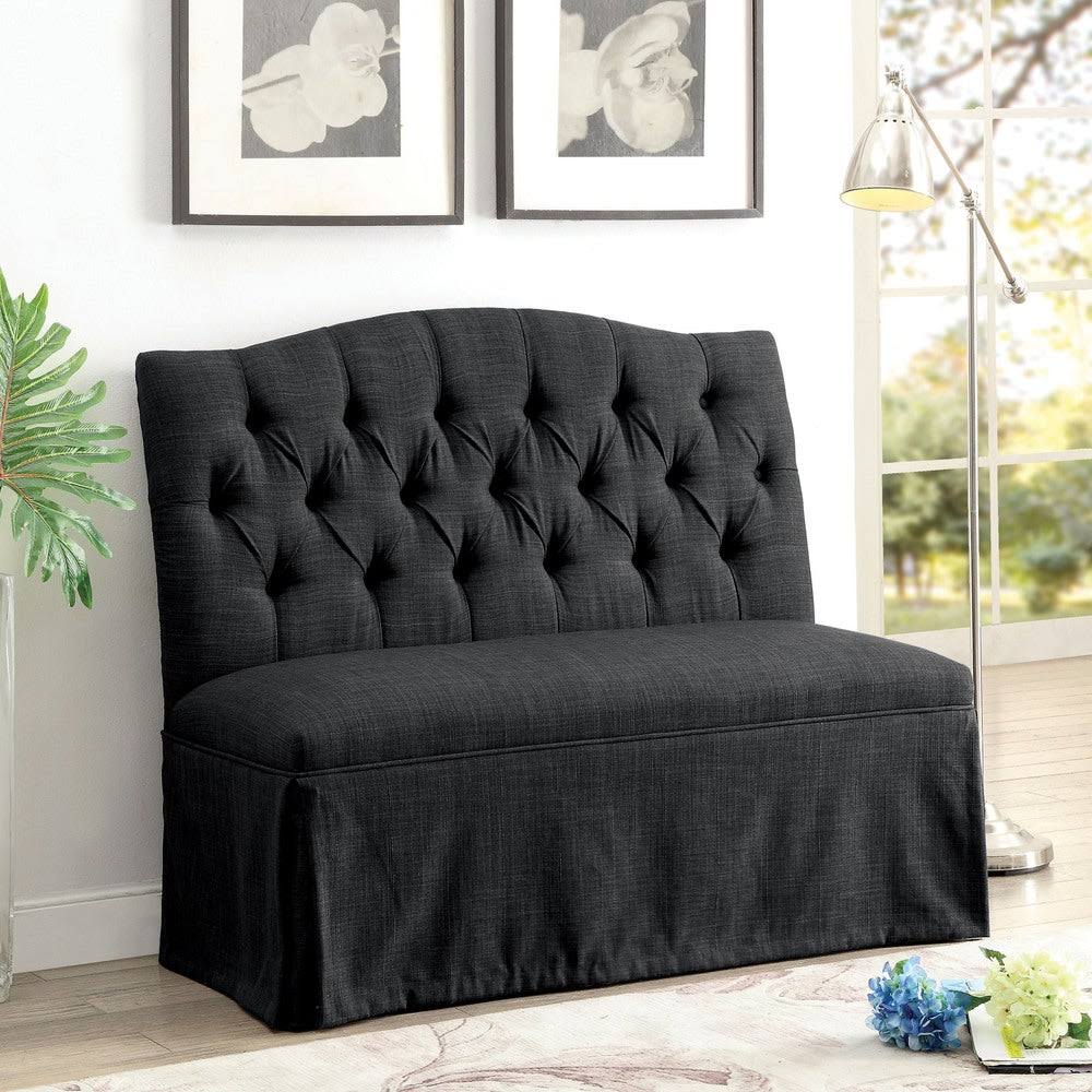 Dark Grey Fabric Tufted Loveseat F318651