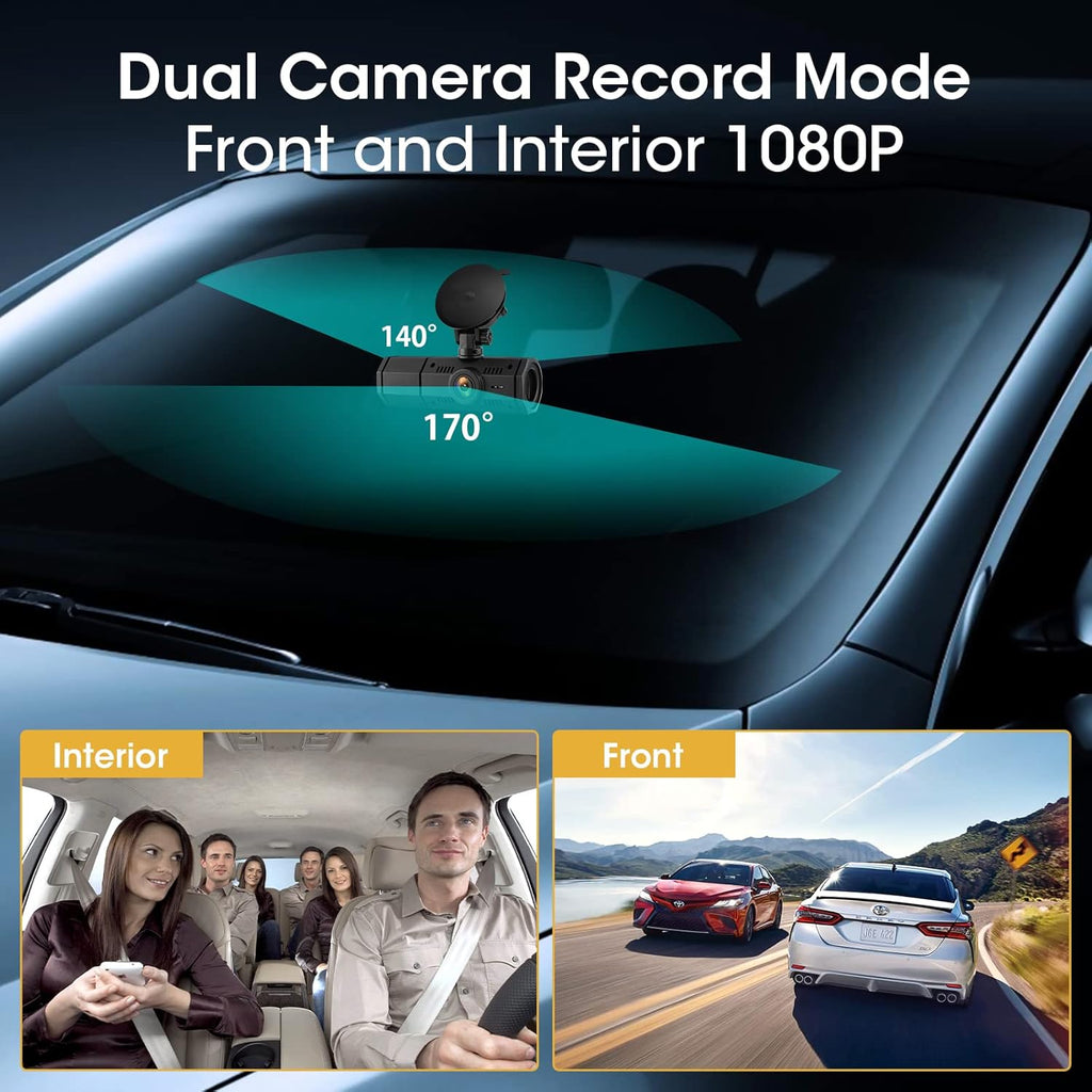 Dual Dash Cam Front and Inside FHD 1080P Dash Camera with IR Night Vision 310°Wide Angle 24H Parking Monitor Pack of 2 H710141