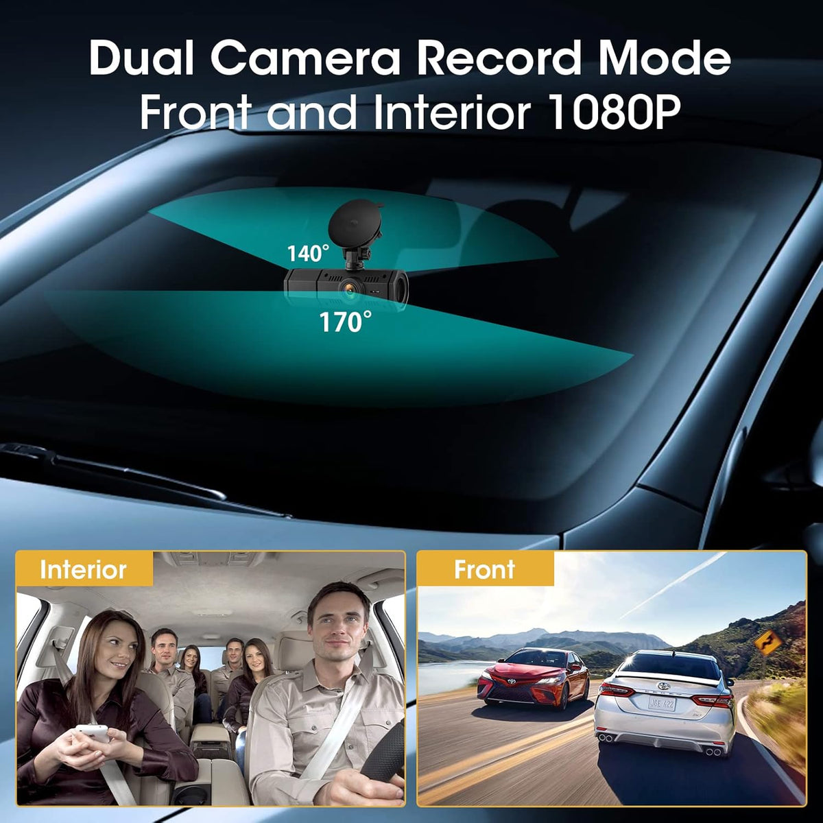 Dual Dash Cam Front and Inside FHD 1080P Dash Camera with IR Night Vision 310°Wide Angle 24H Parking Monitor Pack of 2 H710141