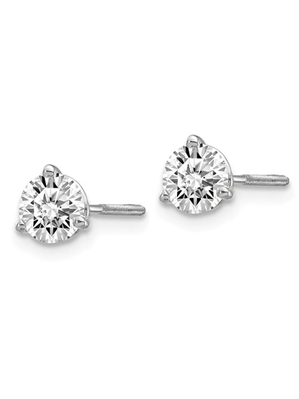 14K White Gold Diamond Solitaire Stud Earrings with Screwbacks X146027
