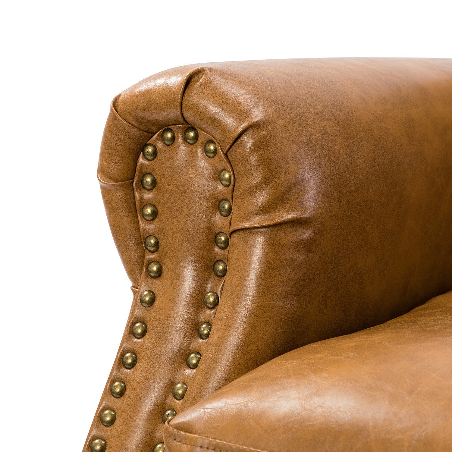 Faux Leather Arm Chair with Nailhead Trim and Rolled Arms Set of 2 E432905
