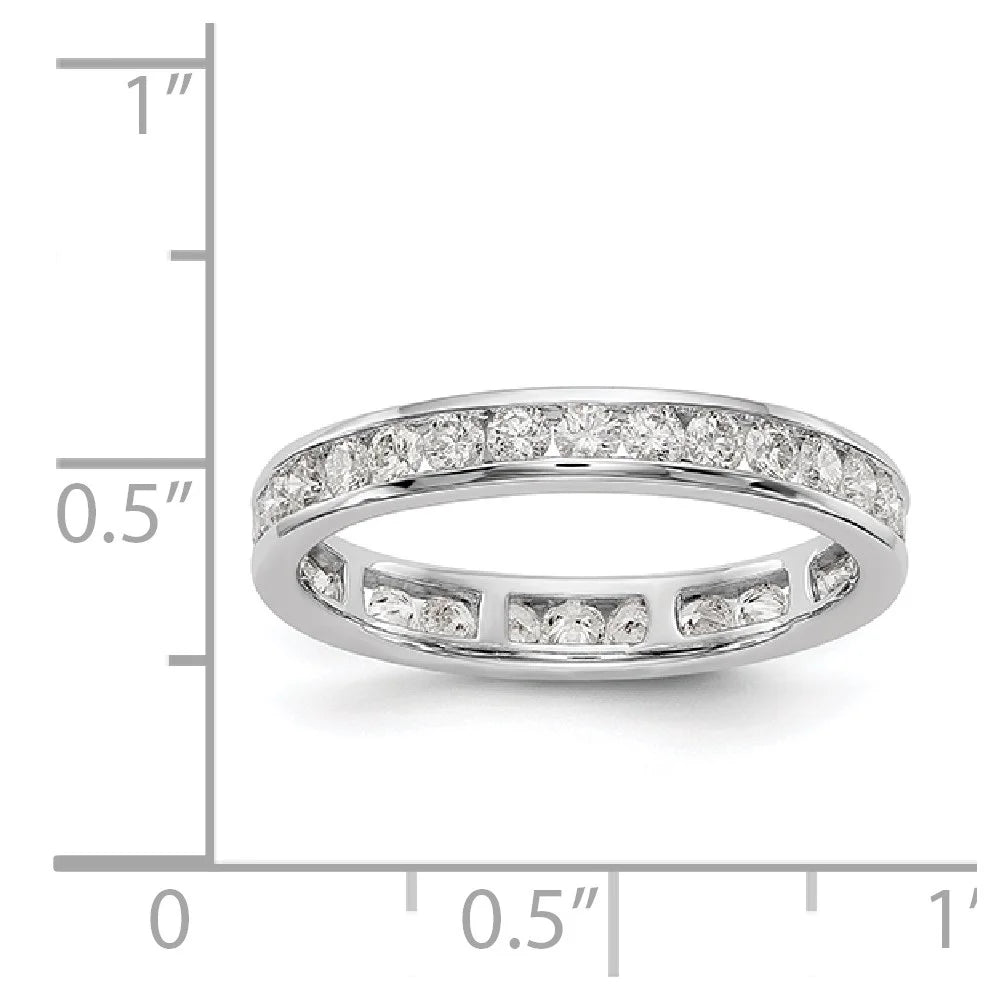 14K White Gold Diamond Eternity Ring Band Channel Set Size 9 Q43766