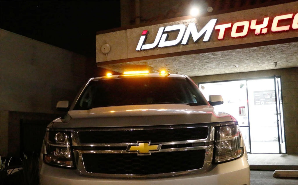 Black Smoked LED Cab Roof Top Marker Running Lamps With Amber LED Lights C510907