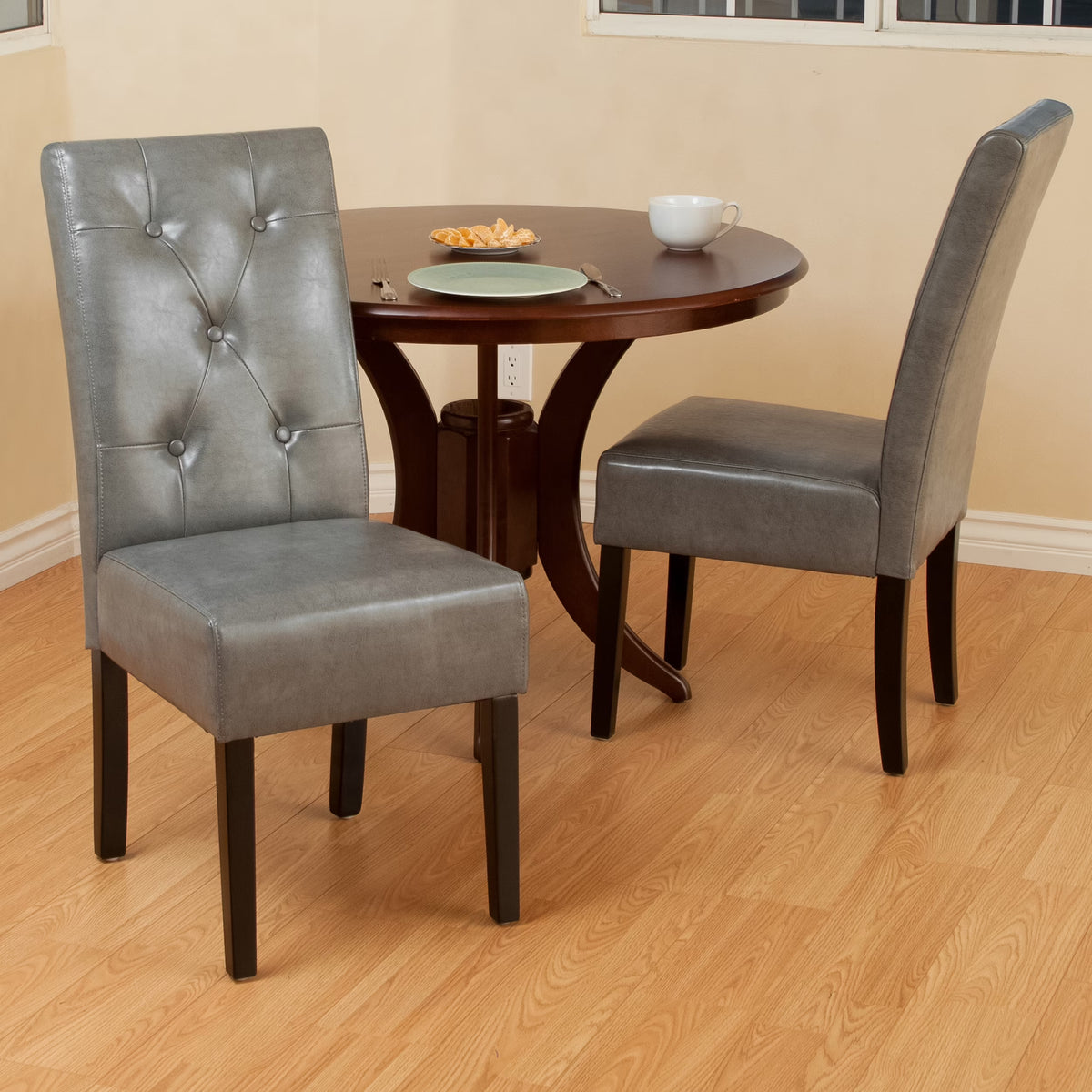 Bonded Leather Dining Chair, Set of 2, Gray P40806