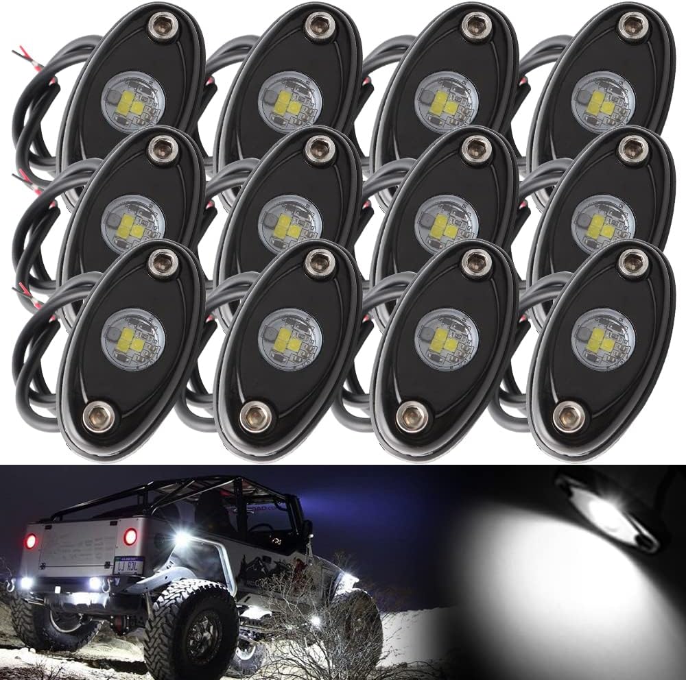 White 20Pods LED Rock Lights Waterproof Underbody Glow Lamps I54054