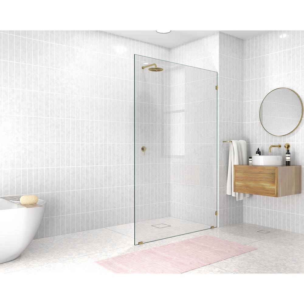 78 x 50-in Frameless Shower Door Single Fixed Panel in Gold Q354626