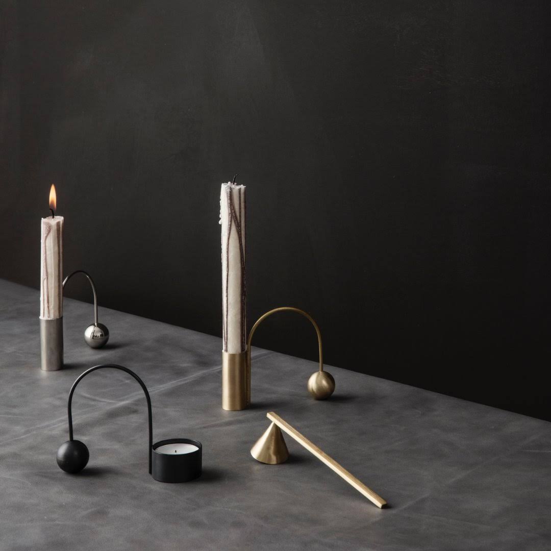 Black Brass Candle Holder N16466
