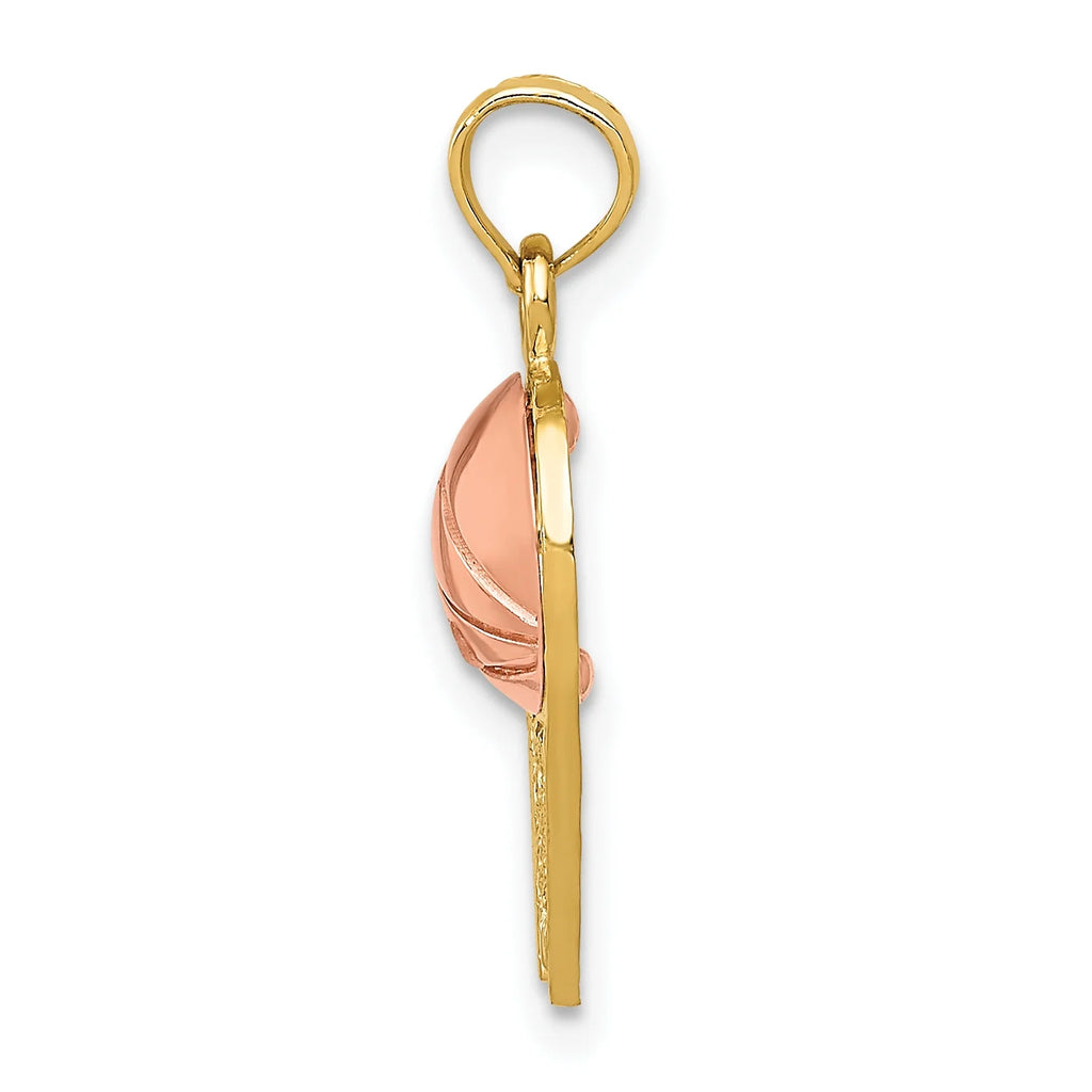 14K Two-Tone Gold Basketball Hoop Pendant with 10K Yellow Gold Rope Chain 16" G8256