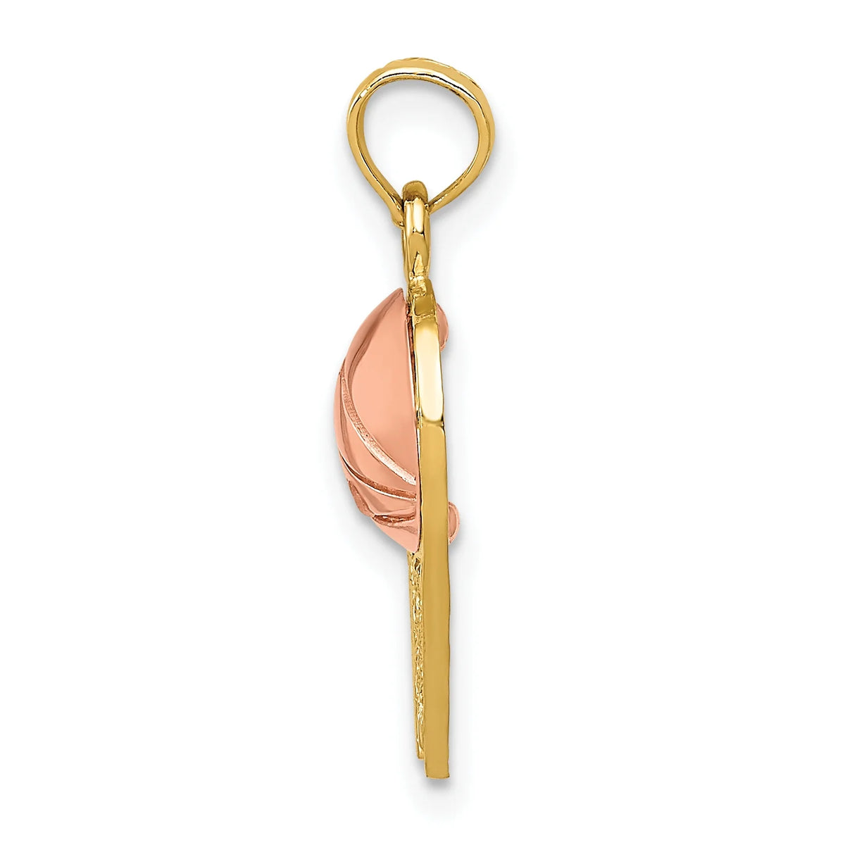 14K Two-Tone Gold Basketball Hoop Pendant with 10K Yellow Gold Rope Chain 16" G8256