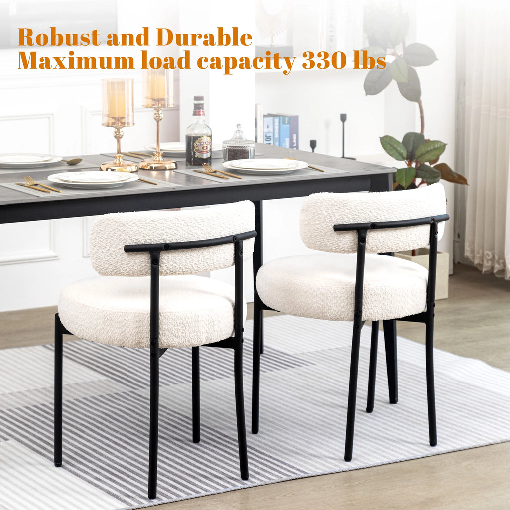 White Boucle Dining Chairs Set of 2 M5717
