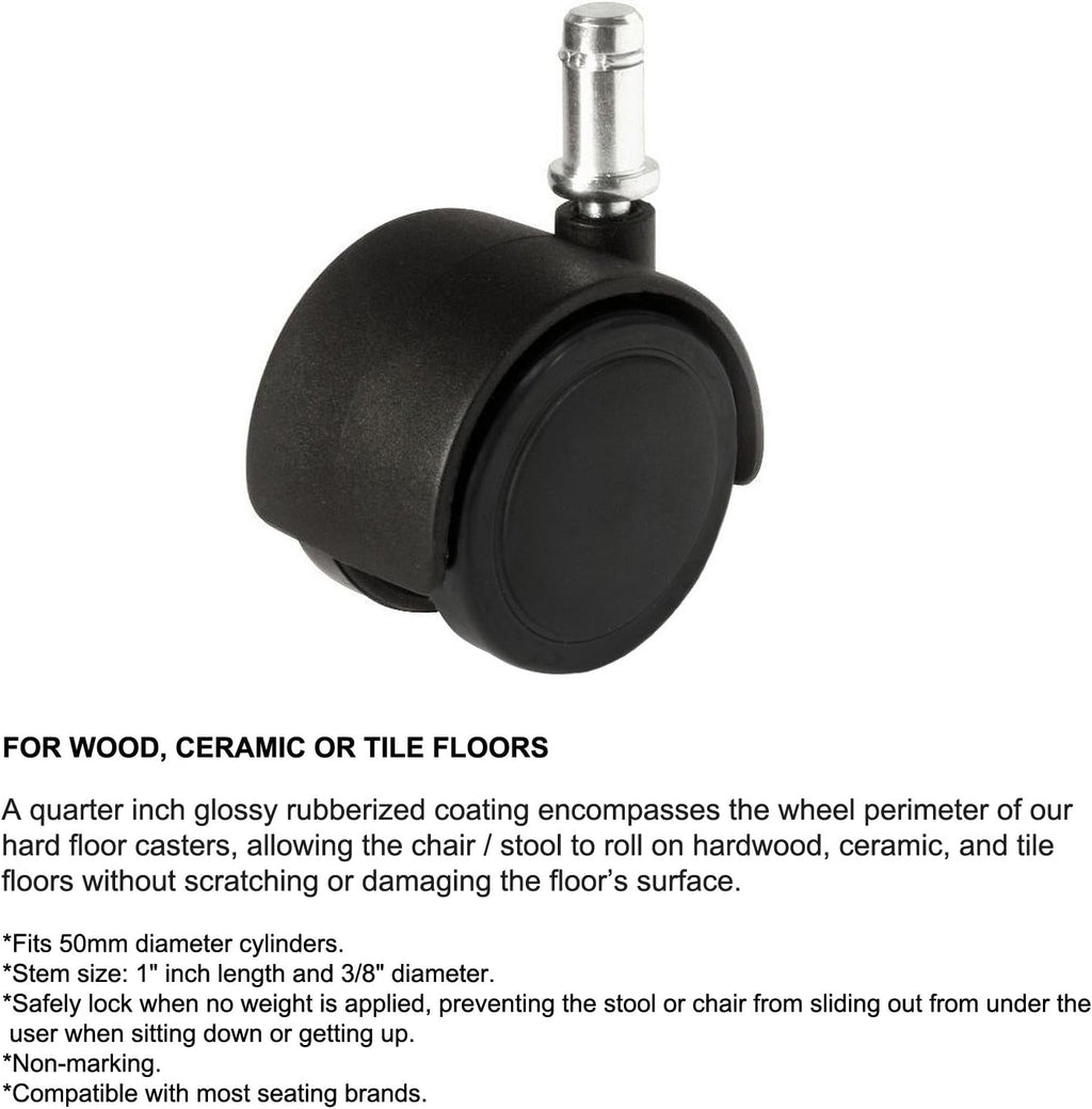 Rolling Height Adjustable Stool with Footring (Black Vinyl) C994