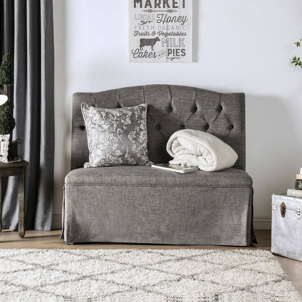 Dark Grey Fabric Tufted Loveseat F318651