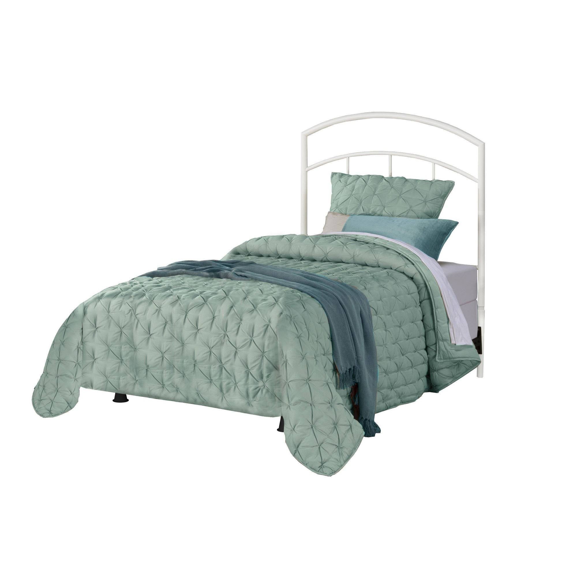 Textured White Twin Metal Headboard with Frame H75434