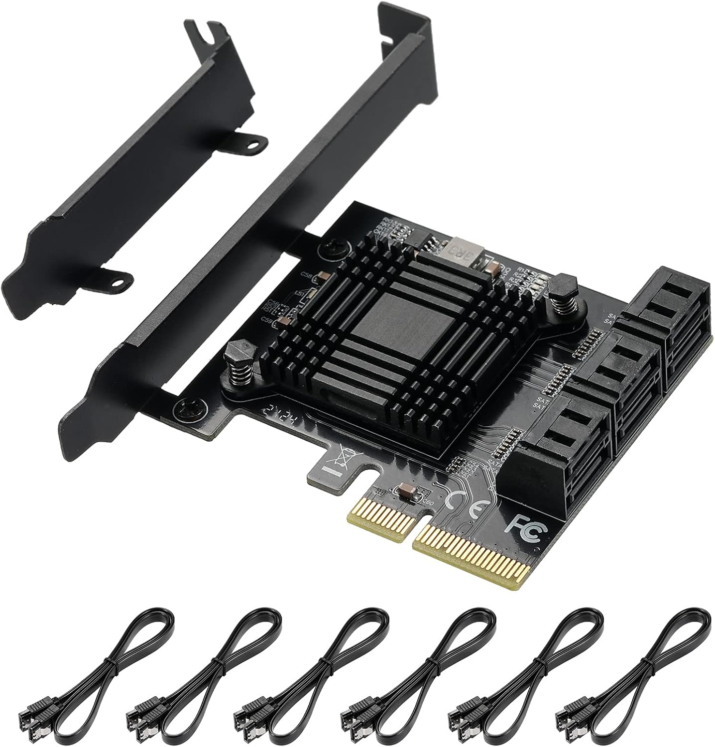 PCIE to SATA 3.0 6 Gbps Controller with 6 SATA Cables D97195