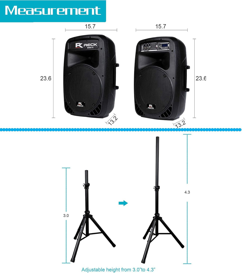 12-Inch 1000 Watts 2-Way Powered PA Speaker System with Bluetooth Y885