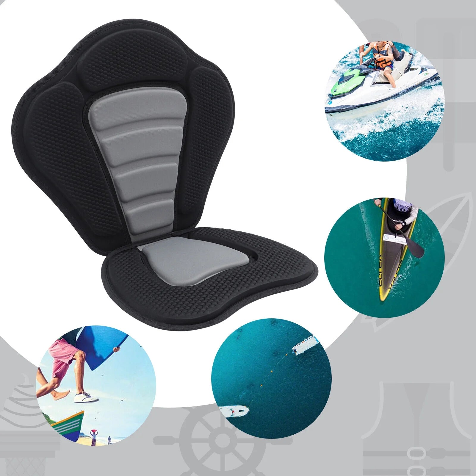 Adjustable Padded Kayak Seat with Back Support Storage Bag M376