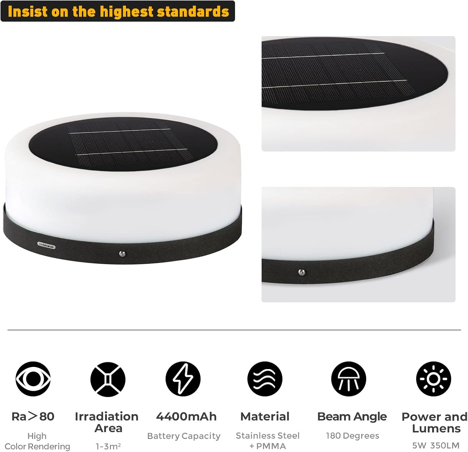 Outdoor Solar Post Cap Light, Modern LED Warm Light P37573