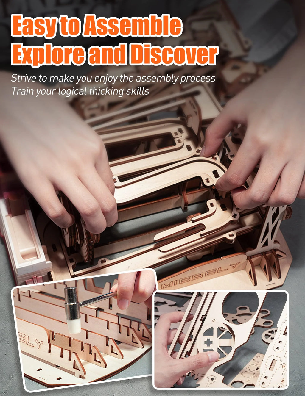 3D Wooden Puzzles Marble Run Model Building Kits with Motor F80552