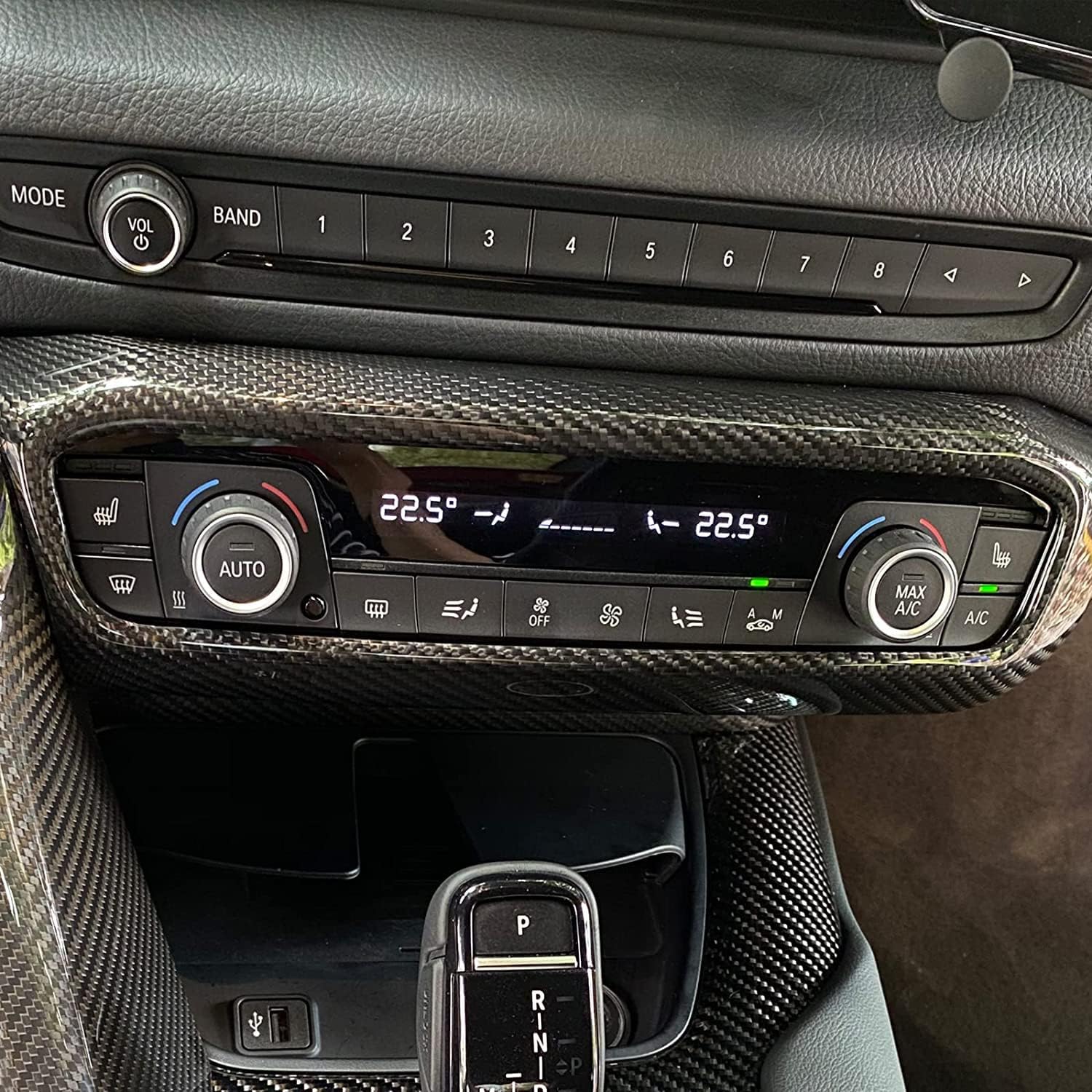 Carbon Fiber Center Console Decorative Cover Air Conditioner Control Panel Trim M9770