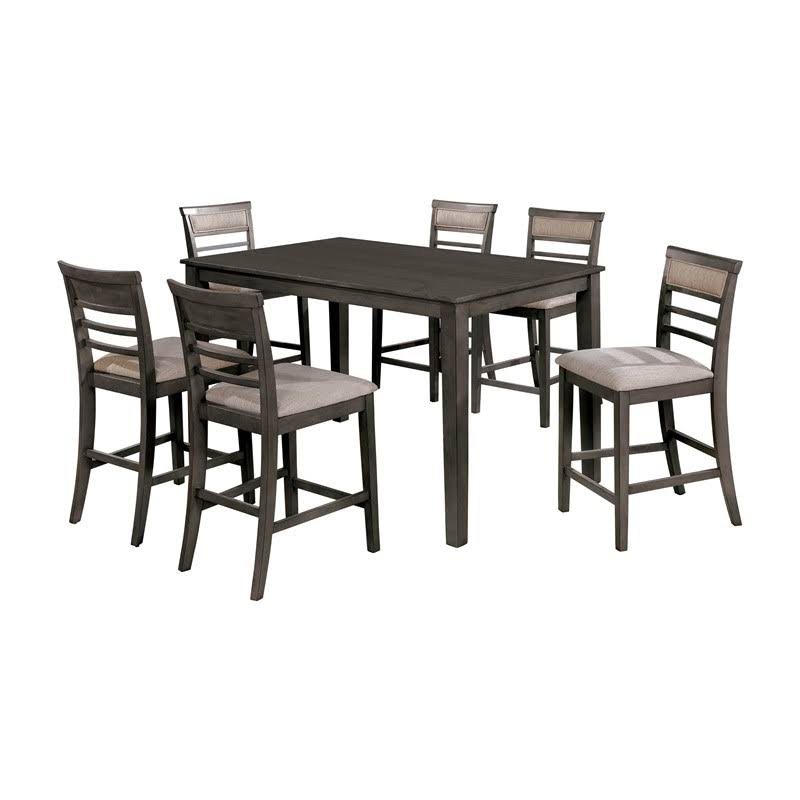 7 Piece Counter Height Wood Set in Weathered Gray W29550