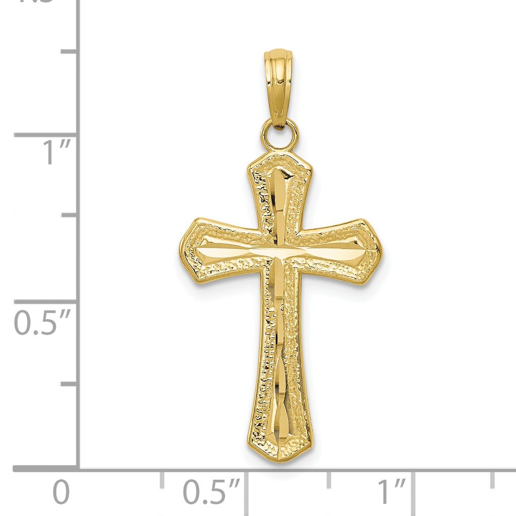 10K Yellow Gold Diamond-cut Cross Pendant G486