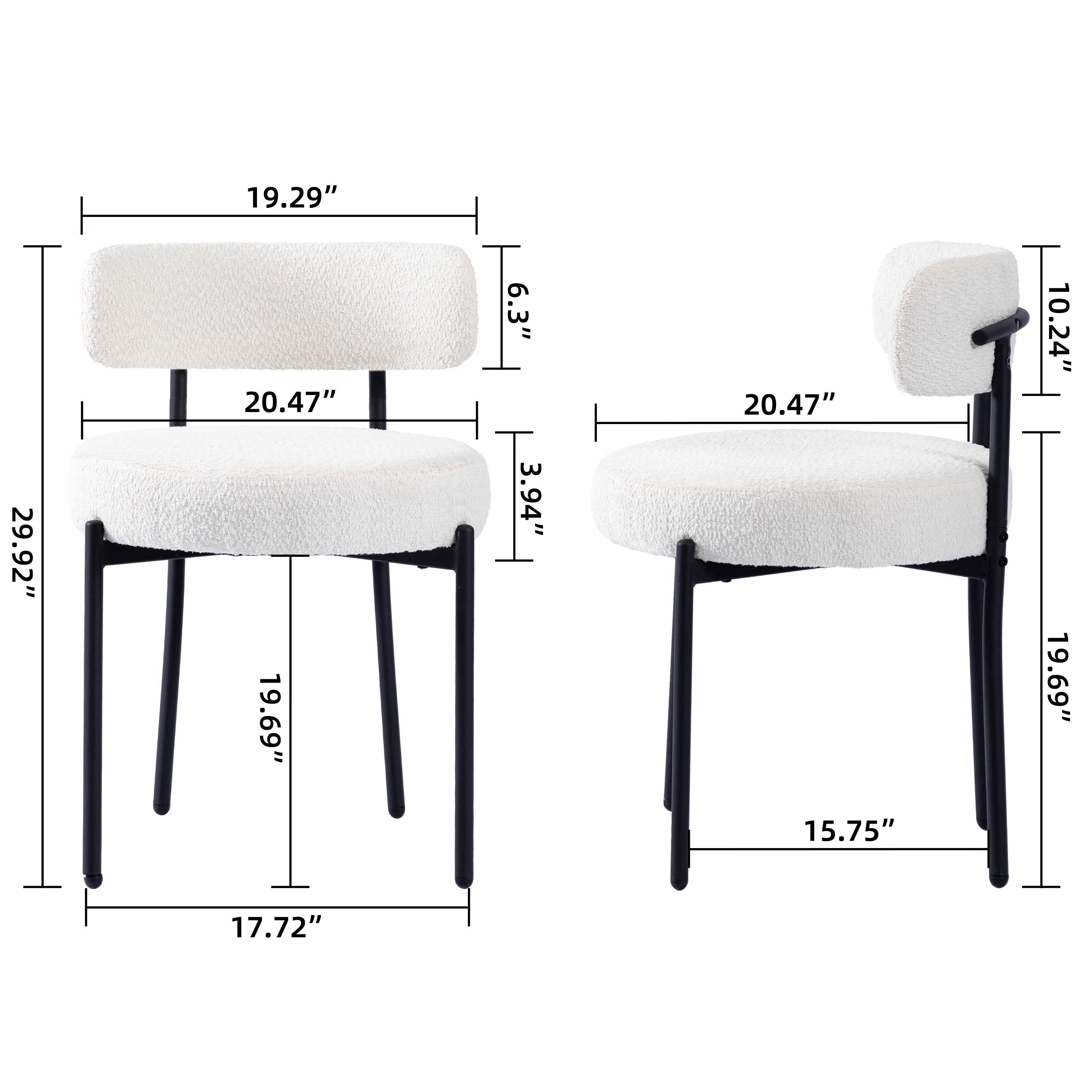 White Boucle Dining Chairs Set of 2 M5717