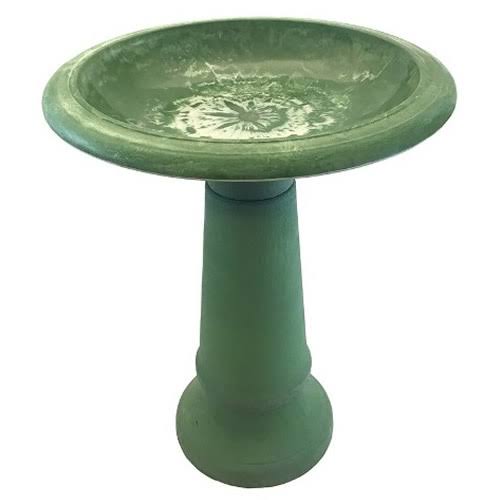 Kale Green Fiber Clay Bird Bath Q433333
