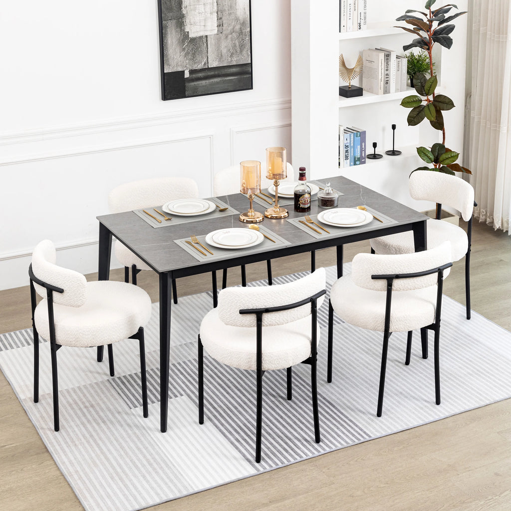 White Boucle Dining Chairs Set of 2 M5717