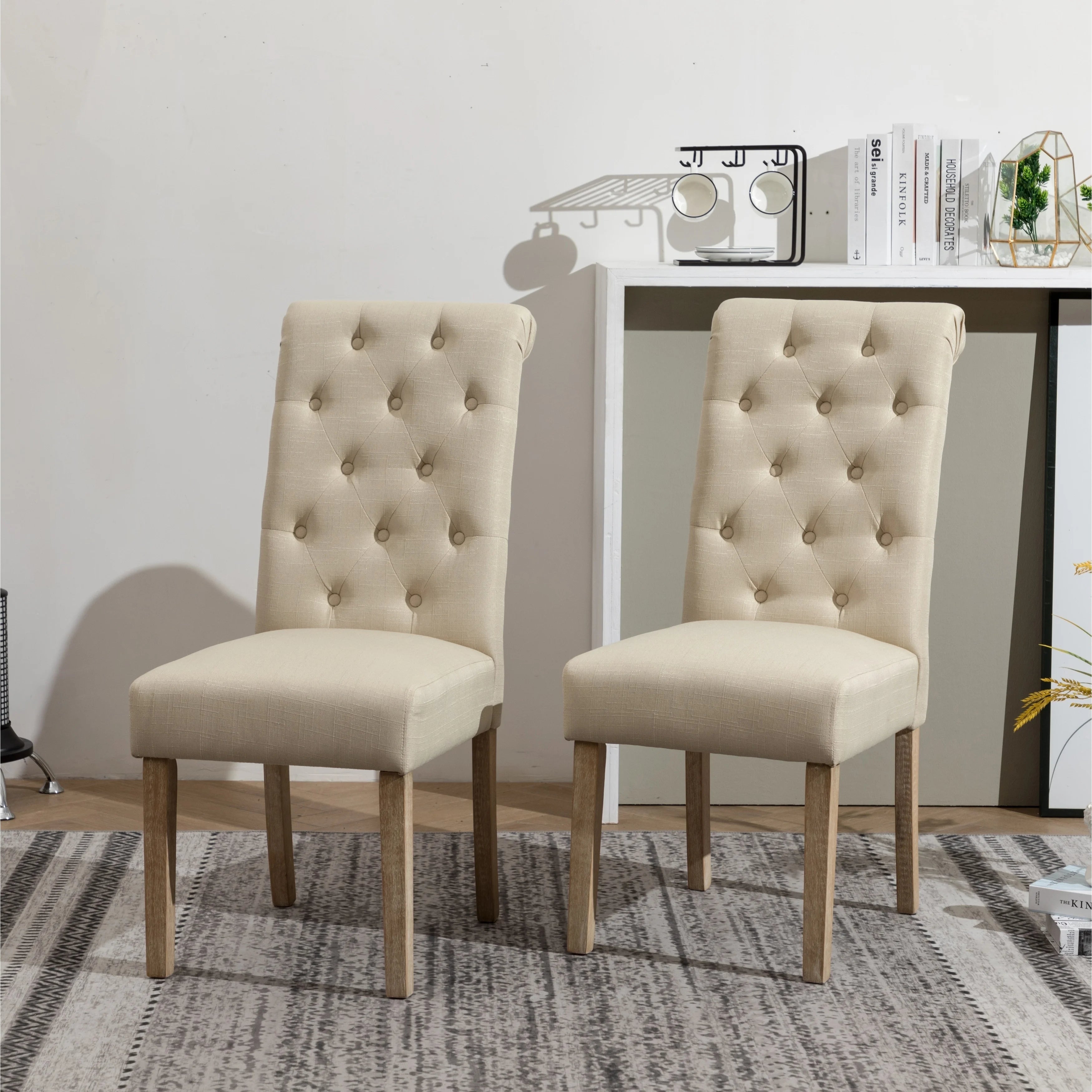 Tan Upholstered Parsons Dining Chair Set of 2 W698