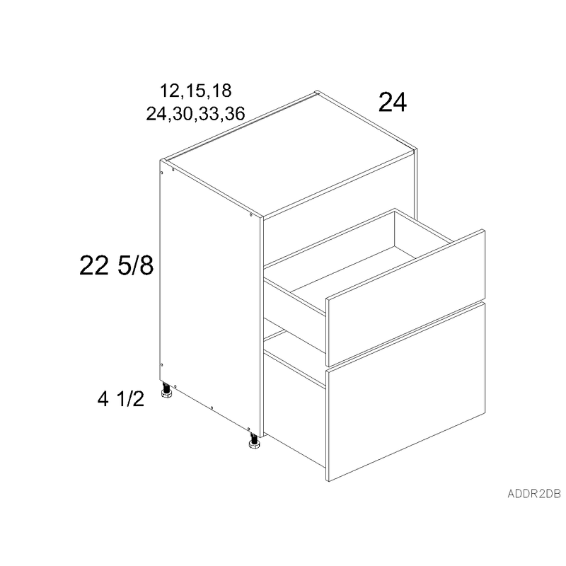 White Pine 18x22 x 27.13x22 x 24x22 Desk 2 Drawers Base Cabinet Engineered Wood U1543
