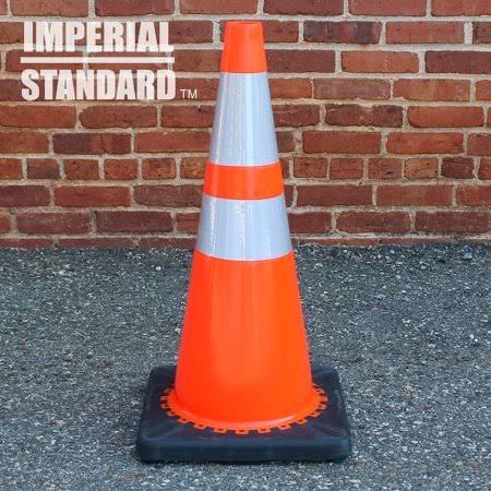 28 inch Orange Safety Cones with 2 Reflective Collars B677181