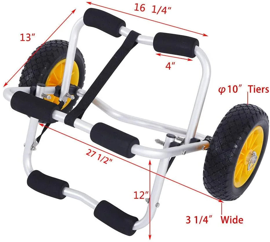 Boat Carrier Dolly Cart with Airless Tires and 2 Ratchet Straps U7979