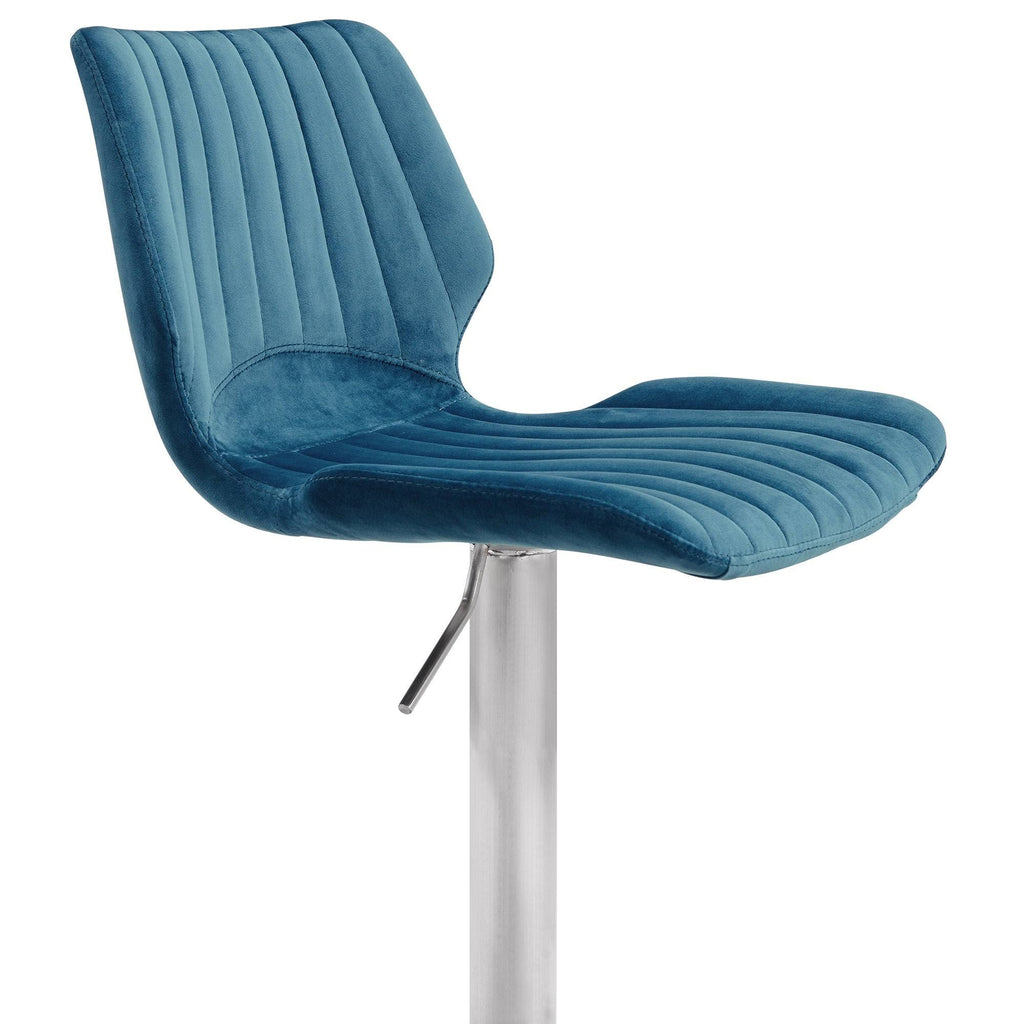 Pink Velvet and Brushed Stainless Steel Bar and Counter Stool H535444
