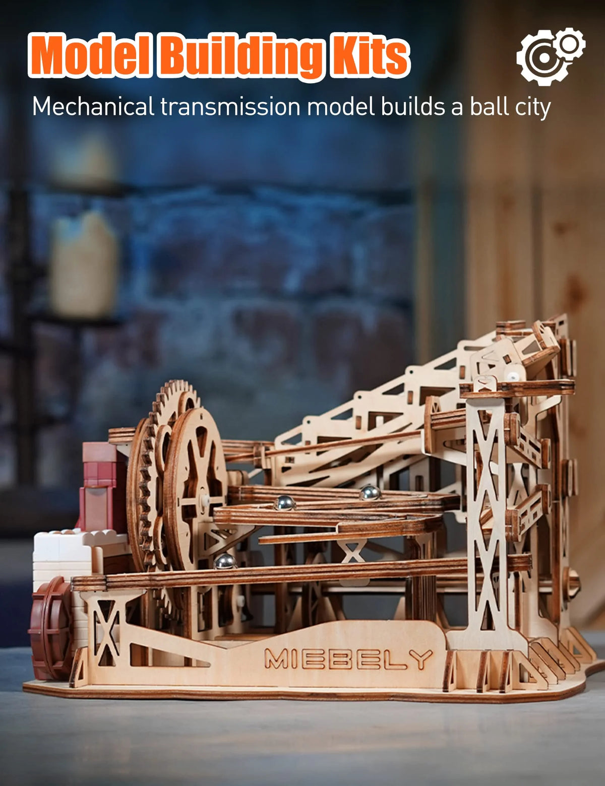 3D Wooden Puzzles Marble Run Model Building Kits with Motor F80552