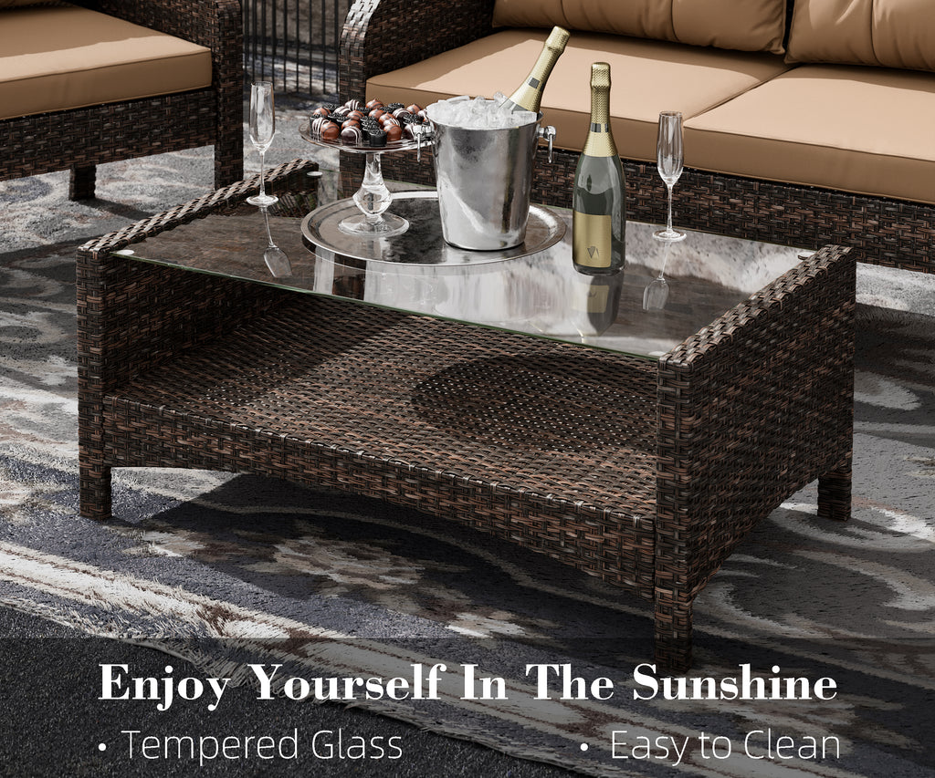 4-Piece Rattan Wicker Sofa Set with Cushions & Coffee Table M578