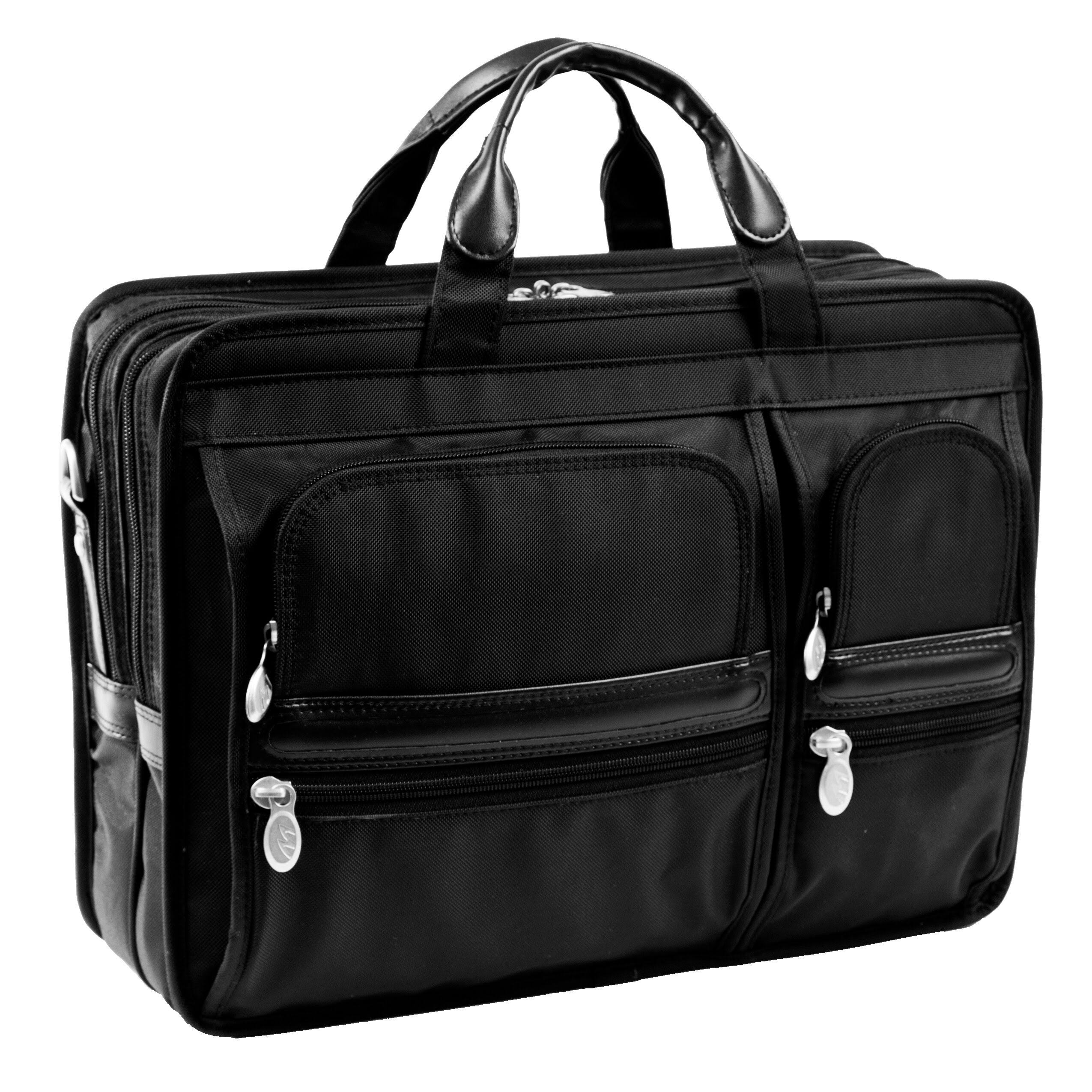 Black Nylon Double Compartment Laptop Case W14201