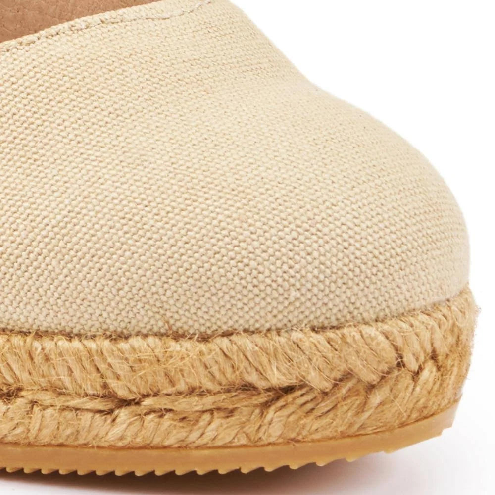 Beige Espadrille Wedge Pumps Q290
