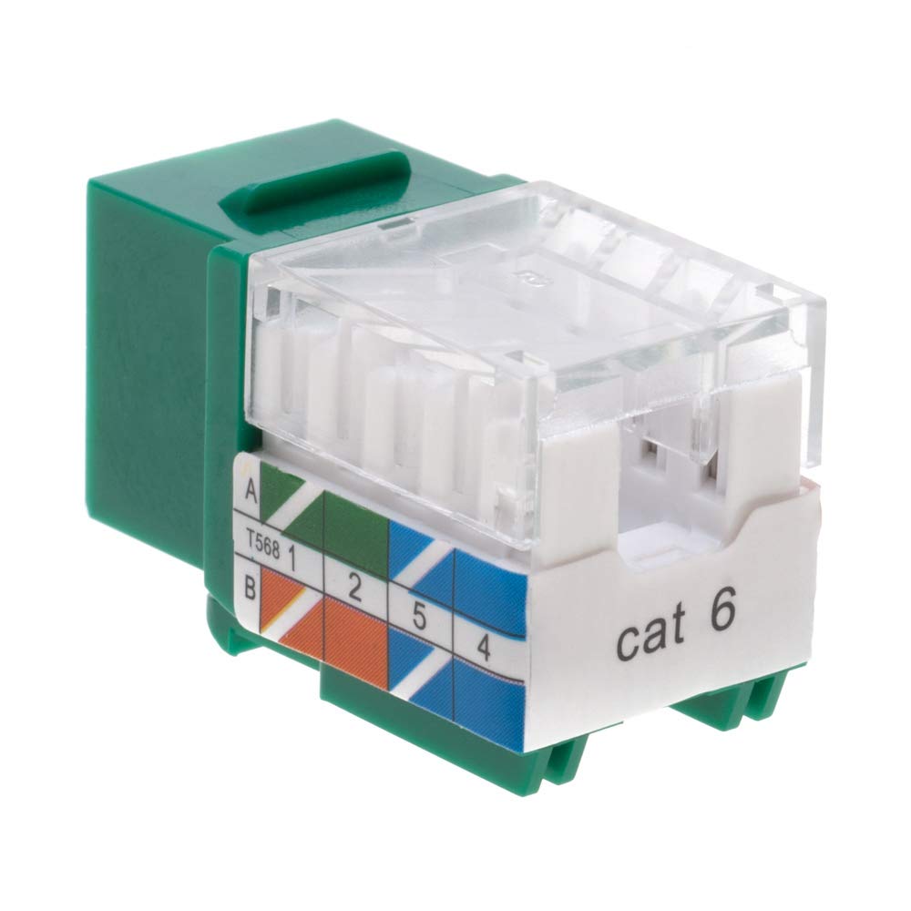 Cat6 RJ45 Keystone Jack Punch-Down Network 45 Degree Green Pack of 50 H6547
