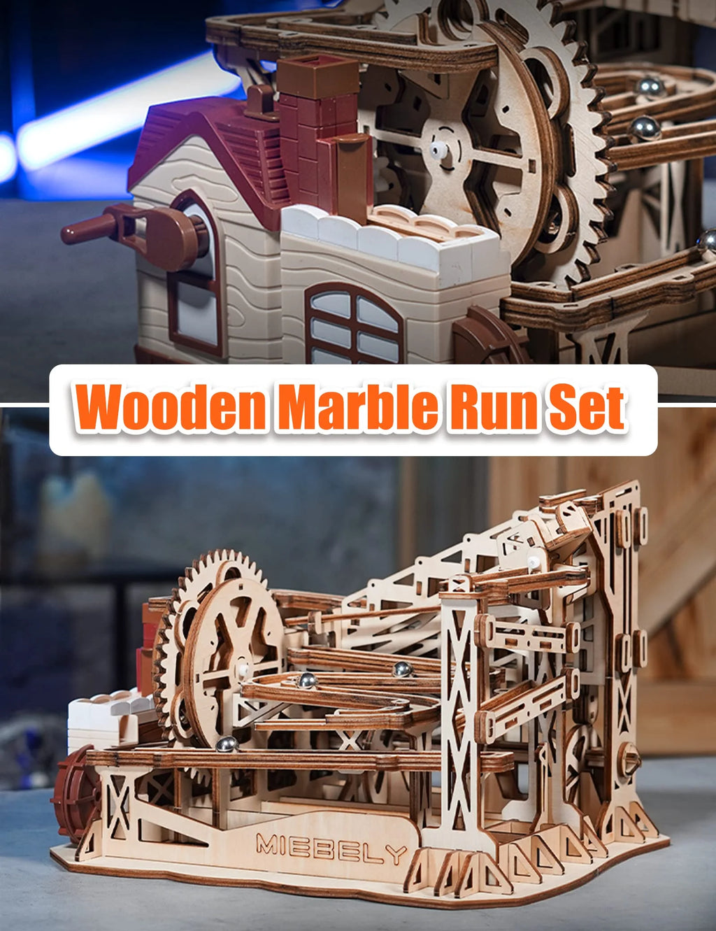 3D Wooden Puzzles Marble Run Model Building Kits with Motor F80552