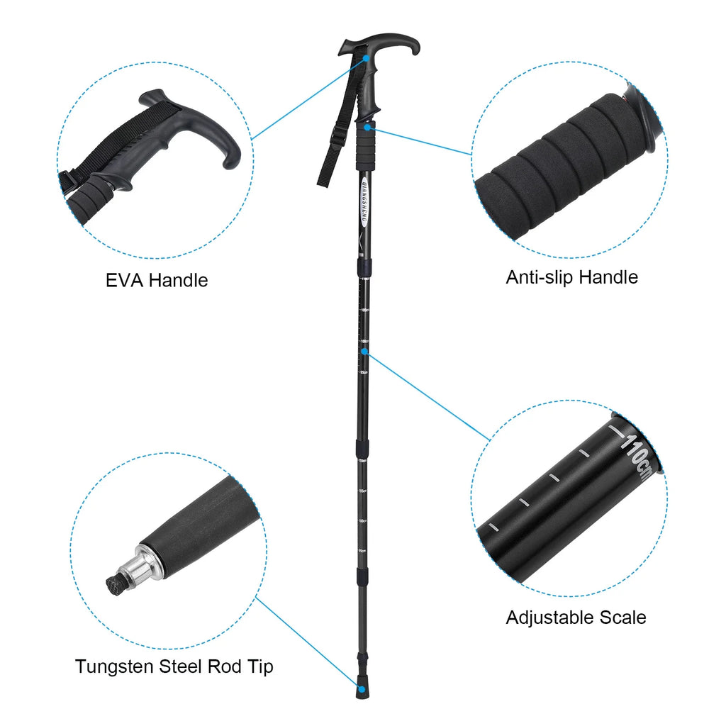 Black Collapsible Trekking Pole 43 Inch I562