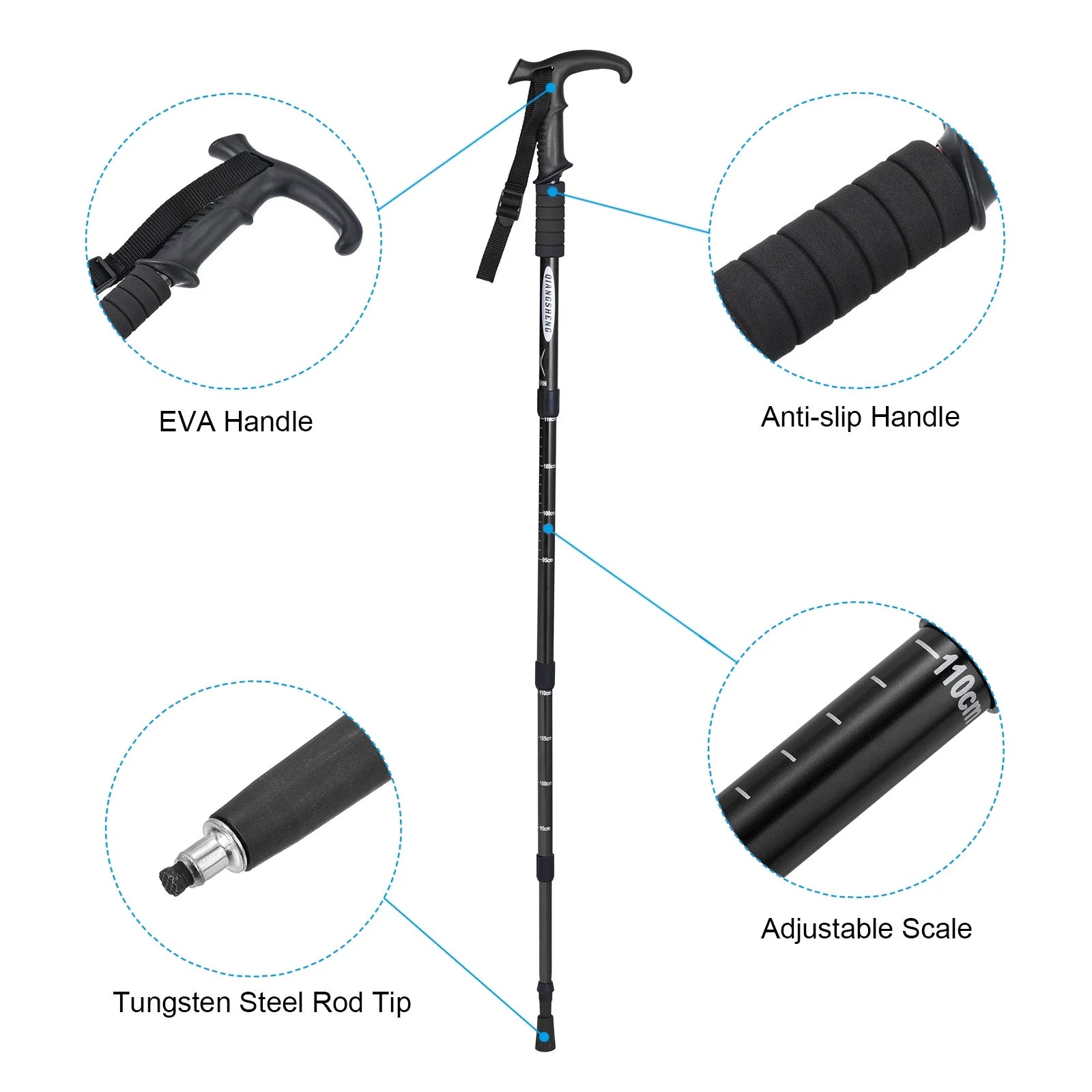 Black Collapsible Trekking Pole 43 Inch I562