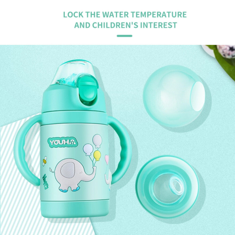 Baby Vacuum Insulated Stainless Steel Sippy Cup with Handle Weighted Straw G606