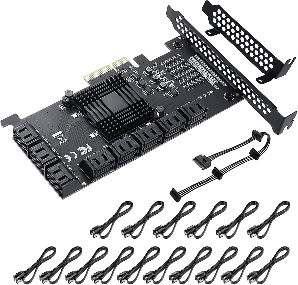 PCIE to SATA 3.0 6 Gbps Controller with 6 SATA Cables D97195